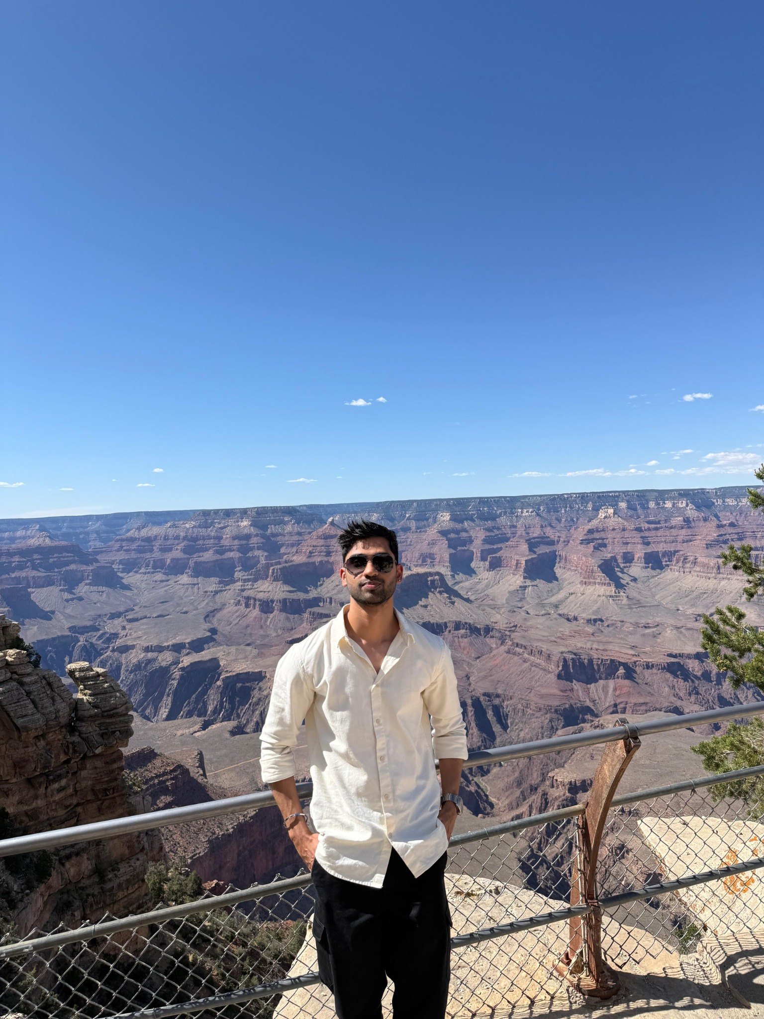 At a Grand Canyon overlook on a sunny day